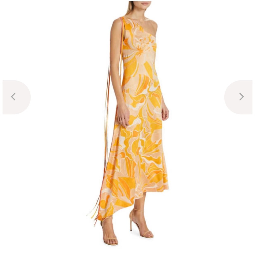 Alexis Yellow Floral One-Shoulder Dress